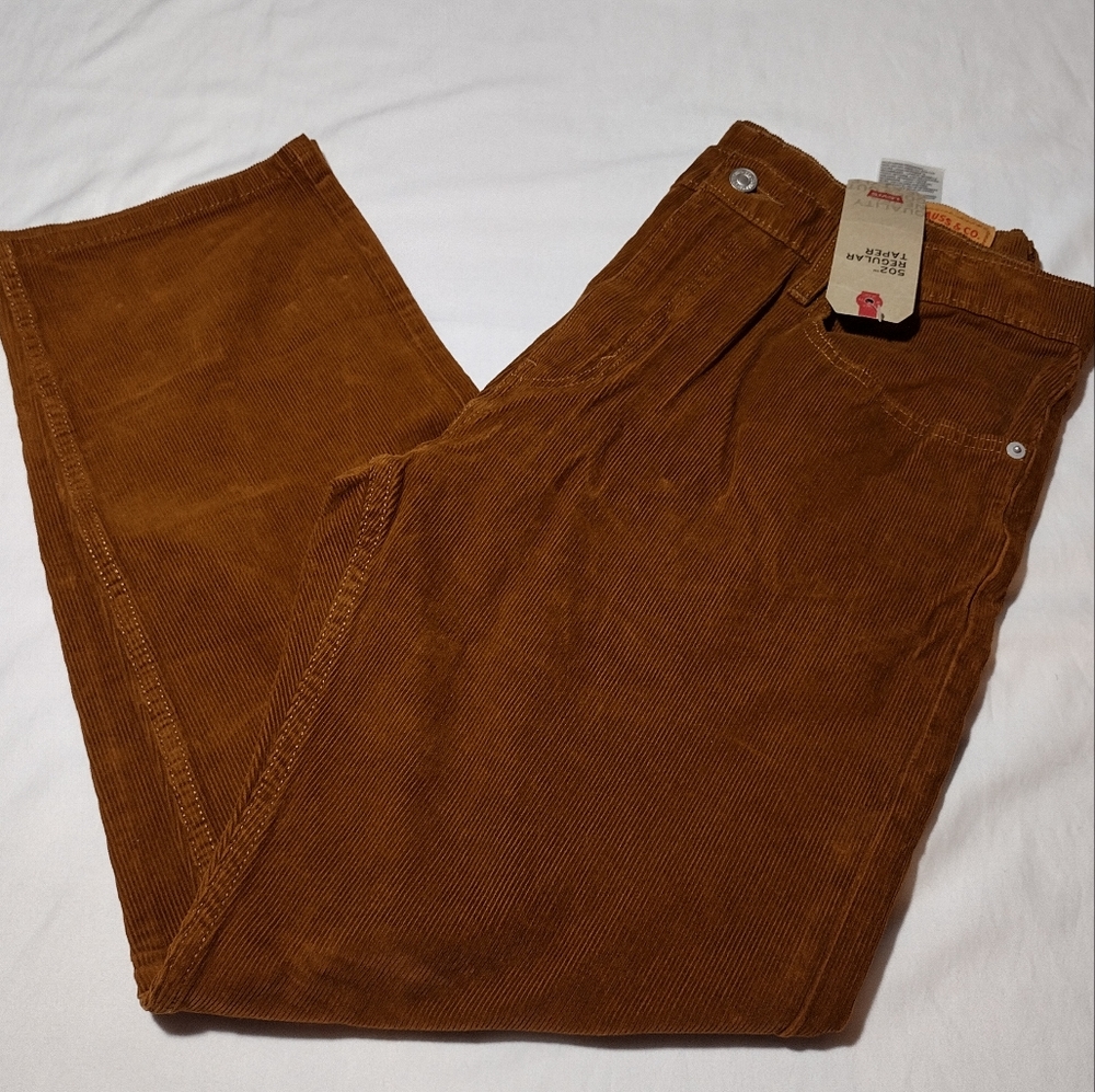 Levis 502 Regular Taper Brown Mid-Rise Corduroy Jeans - Picture 13 of 16
